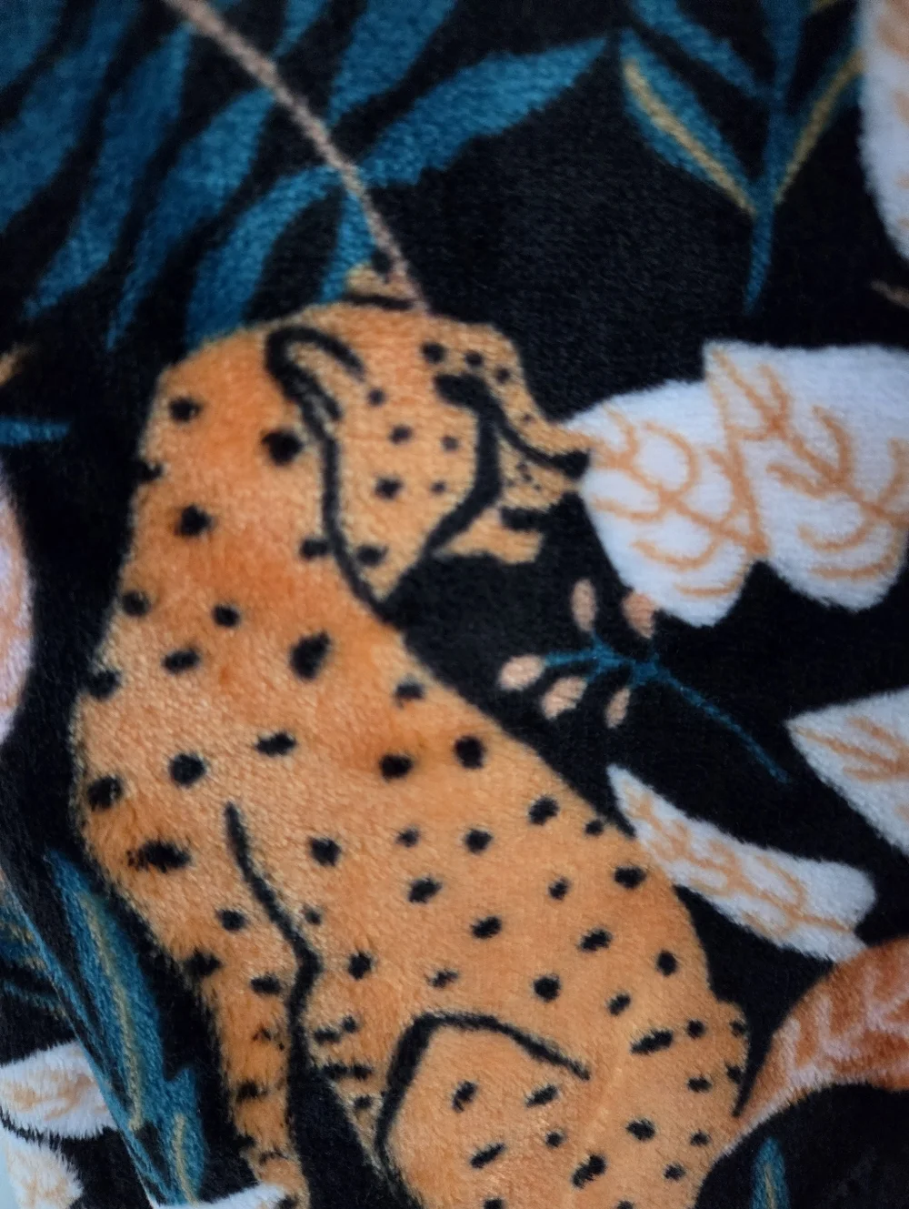 Vibrant Leopard Botanical Floral Plush Throw